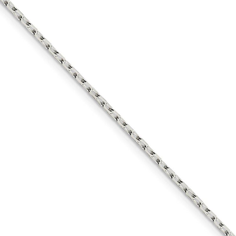 1.65mm Sterling Silver D/C Solid Elongated Cable Chain Necklace, 24 In